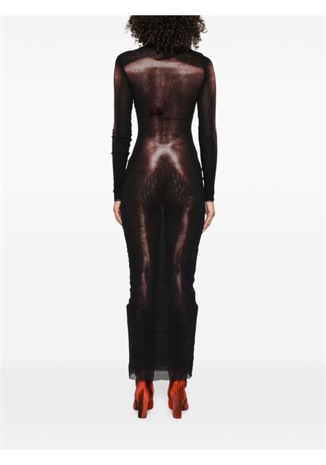 asymetric collar long dress woman black and brown JEAN PAUL GAULTIER | 25/04-W-DR051-M010P0060